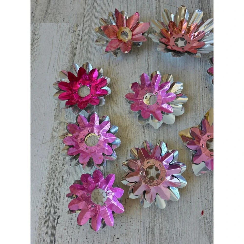 Vintage pink reflector foil ornament Xmas decor